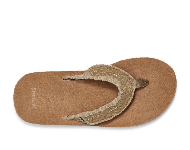 Sanuk Fraid Not Soft Top Eco Friendly Men's Flip Flops Beige | Canada 255KOR